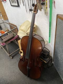 Antique Cello, Bow & Canvas Bag