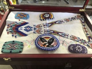 American Indian Beaded Necklace, Belt Buckles & Hair Barrette