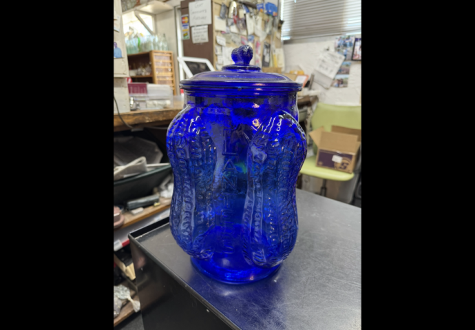 Vintage Cobalt Blue Cookie Jar